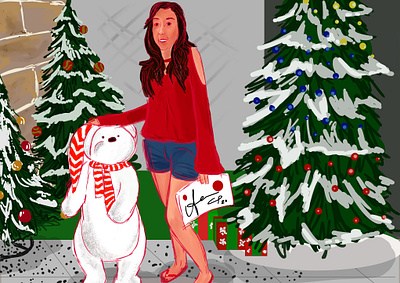 nataly bear christmas clip studio paint friendship illustration tree