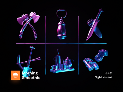 Night Visions 3d 3d art blender blender3d camping camping logo contrast diorama illustration isometric isometric design isometric illustration low poly neon neon colors neon light neon sign night nightclub nightlife