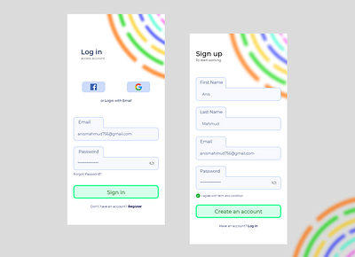 Login & signup page android app design graphic design illustrator logo typography ui ux vector web