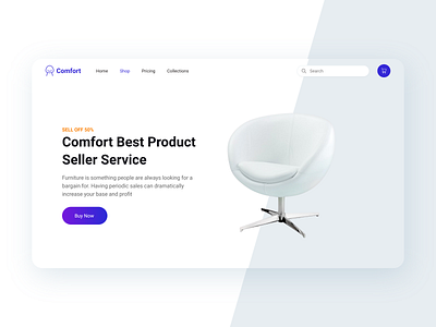 Comfort - Interiors/Furniture architecture branding chair concept dark design furniture hero header interface interior landing layout light minimal typography ui