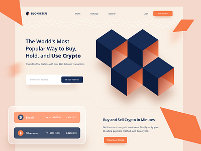 BLOKKETEN art bitcoin blockchain buttons color crypto currency design exploration gradient graphic header hero illustration logo minimal pattern ui ux vector website