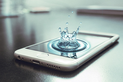 A drop of water into the phone branding design drop mockup mockups phone phone app photo photography photos photoshop poster poster art poster design typography wather