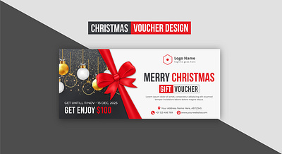 Creative Modern Abstract Minimal Merry Christmas Voucher Design banner brand design brand identity business commercial corporate creative design graphic design voucher voucher design