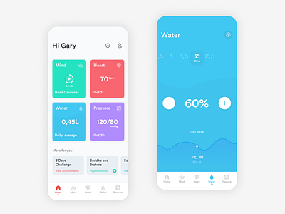 Pulse App app fitness heart heath meditation mobile ux water yoga