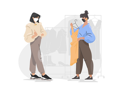 Life in Quarantine art character character design clothing shop covid 19 design fitting room flat girl character girls graphic illustration illustration art illustration for web illustrator quarantine quarantine life shakuro vector