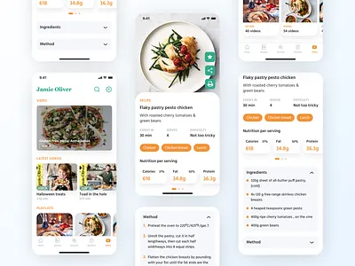 Jamie Oliver Cooking App app cook cooking cooking app design food mobile nutrition nutrition app popular recipe recipe book ui ui design uiux ux