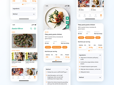 Jamie Oliver Cooking App app cook cooking cooking app design food mobile nutrition nutrition app popular recipe recipe book ui ui design uiux ux