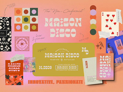 Maison Disco Unused Brand Identity Concept brand identity branding design disco drawing gradient illustration logo logo system logokit moodboard playful