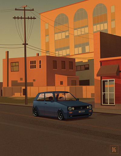 Volkswagen Golf Mk2 art artist cars design digitalartist drawing illustration photoshop