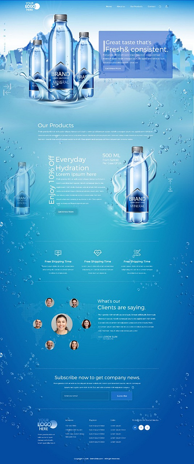 Mineral Water brand creative design graphic desgin illustration landing page minerals typography ui ux vector water website