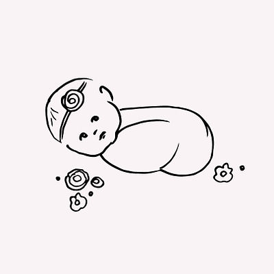 Newborn Baby Hand Drawn Illustration Vector Clipart baby artwork cute cute baby drawing gogivo hand drawing instant download line art line drawing newborn newborn baby svg vector illustration