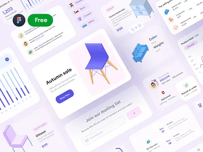 Free UI E-commerce Components clean component design component library components dashboad design design system ecommerce ecommerce design figma figmadesign free illustration kit minimal ui ui components ui kit web