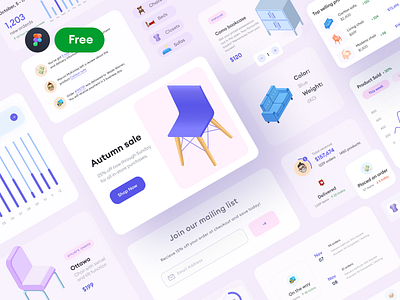 Free UI E-commerce Components clean component design component library components dashboad design design system ecommerce ecommerce design figma figmadesign free illustration kit minimal ui ui components ui kit web