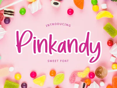 Pinkandy Sweet Kids Display Font animation brand branding cartoon cats child children cute display font handwritten kids kitten lettering logo minimal modern pussy typeface typography