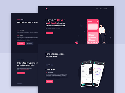 Personal Website branding dark design developer frontend illustration landing landingpage minimal nextjs page personal portfolio react ui uidesign ux web webdesign website