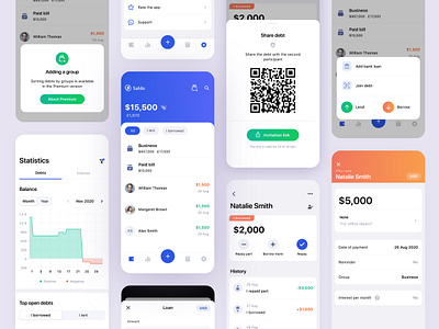 Debts and loans manager app application borrow clean credit debt finance app loan mobile app mobile application ui ux
