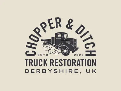 Chopper & Ditch badge brand brand identity branding design illustration lettering logo texture truck typography vintage