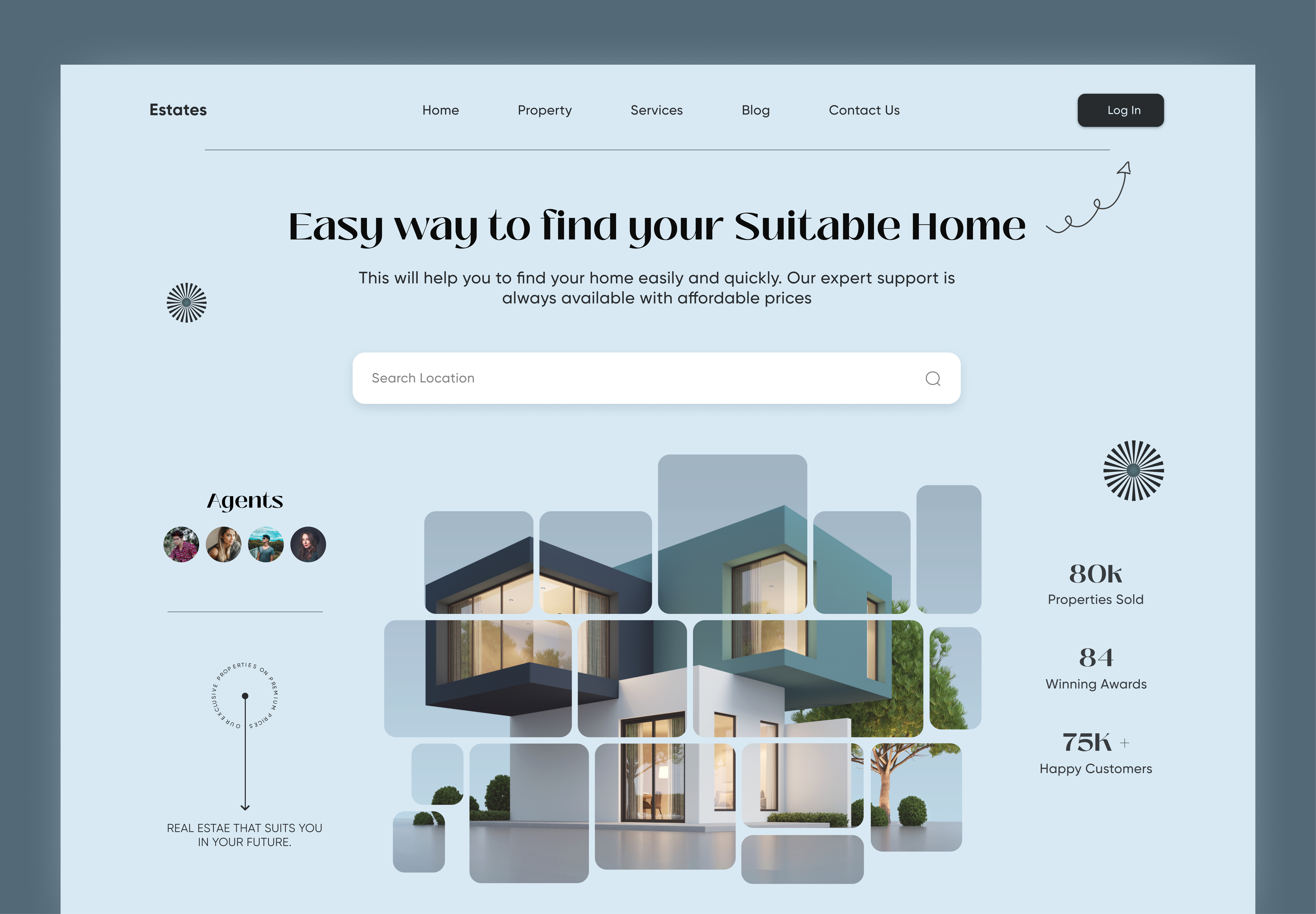 Real Estate Landing Page apartment building clean corporate design house illustration landing page minimal modern property real estate realestate realestate agent retailer ui ux web website website design