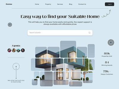 Real Estate Landing Page apartment building clean corporate design house illustration landing page minimal modern property real estate realestate realestate agent retailer ui ux web website website design