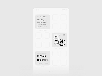 widgets app concept №2 app app concept branding design diary app ios14 iphone logo minimal mobile banking note ui ux videochat widgets