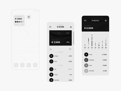 bank app concept analytics app app concept bank banking black branding grey icon logo minimal mobile banking money pay payments ui ui ux ux widgets