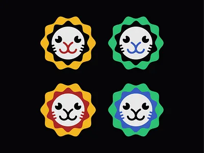 Lion Color Variations 2d art adobe black colorful logo design flat illustration illustrator lion logo simple vector