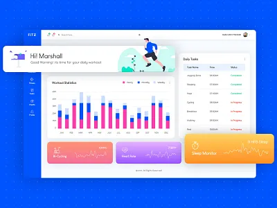 Fitz - Admin Dashboard Design admin application branding dashboard design fitness fitz illustration ui uiux ux uxdesign
