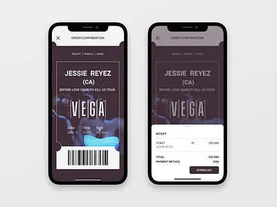 Receipt concert dailyui ios mobile product design receipt ticket ui