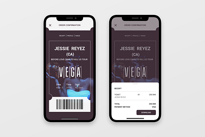 Receipt concert dailyui ios mobile product design receipt ticket ui