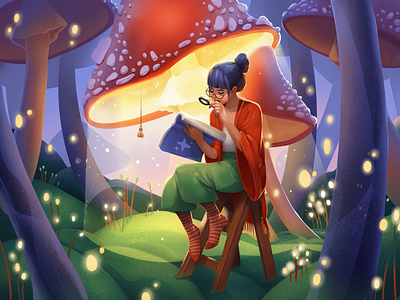 Magic in Progress Illustration amanita artwork character design design studio digital art digital illustration digital painting fairy graphic design illustration illustration art illustrations illustrator learning magic mushrooms procreate spellbook witch