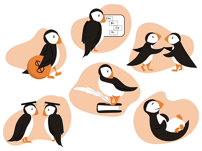 Puffins animal animals flat illustration puffin vector