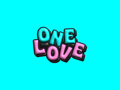 One Love 3d adobe adobe illustrator bee nice bubble bubble letters bubbly cute dimensional flower flower power gradient happy hippy illustrator love one love shiny type typography