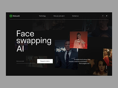 RefaceAI art direction black white grid illustration ui uidesign uiux web website