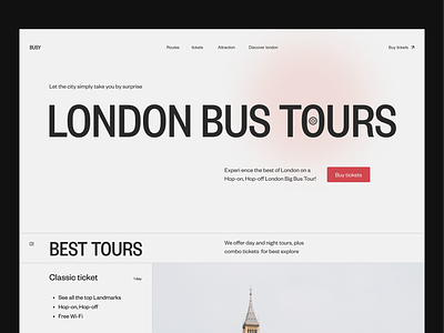 London bus tours bus bus tours clean design england landing page london minimal tours ui web