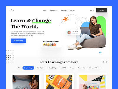 E-Learning Landing page concept - Elrn course e learning e school education home home page landing landing page learning online class webdesign website