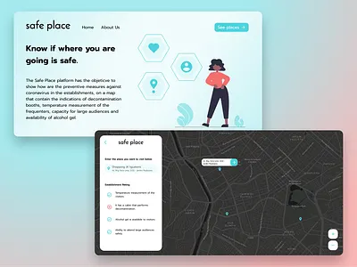 Safe Place Platform design flat health illustration map minimal ui ux