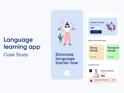 Language learning app branding case study language language learning mobile mobile app punjabi ui uidesign ux