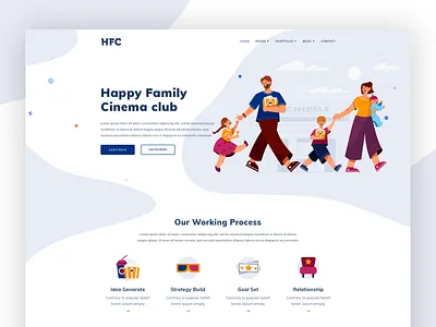 Happy family cinema cute desktop family homepage icons illustraion interface ios iosdesign kids landingpage landingpagedesign mobile app people personage ui design web website website design