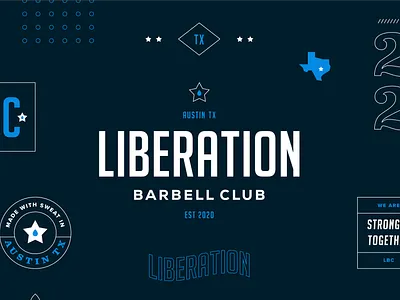 Unchosen Brand Direction for Liberation Barbell Club austin badge logo brand brand identity branding gym logo sweat texas weightlifting