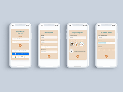 Sign Up - Helpet - Daily UI 001 adobe photoshop adobe xd app branding dailyui dailyui 001 dailyuichallenge design flat iphone11pro minimal mobile mockup pets signup ui design ux design ux ui