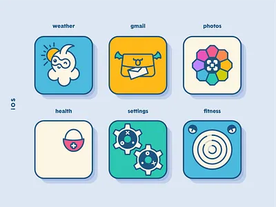 PokéOS App Icons: iOS Defaults #1 app app icon fan art illustration ios ios app pokemon rainbow settings vector art