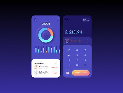 Money tracker mobile app concept