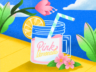 Pink Lemonade design drink floral graphic design illustration lettering pink lemonade summer typography