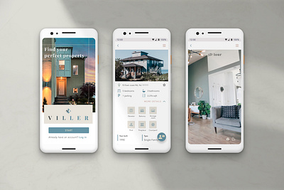 VILLER - Property app blue branding home landingpage property typography uidesign