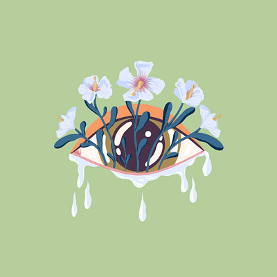 Watering my flowers botanical concept art editorial illustration emotions florals mental health awareness pastels surreal art surrealism vulnerability