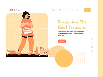 The Book Store 2020 ui trends bookapp books bookshelf bookshop bookstore branding design ecommerce illustration landing page minimnal rahul kumar reading typography ui uidesign