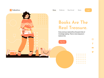 The Book Store 2020 ui trends bookapp books bookshelf bookshop bookstore branding design ecommerce illustration landing page minimnal rahul kumar reading typography ui uidesign