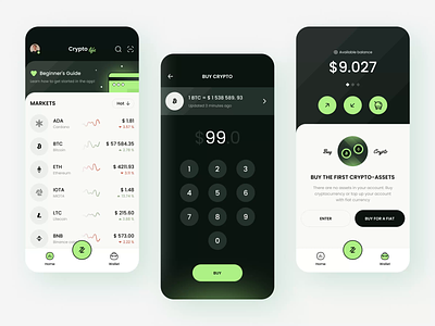 Crypto exchange mobile app animation app bitcoin calculator charts crypto crypto exchange crypto wallet dashboard exchange interface ios market markets mobile app nft tokens ui ux wallet