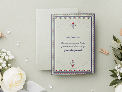 Wedding invitation mughal inspiration plain invite red and blue