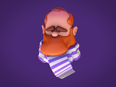 Man with beard 3d 3d art 3d character 3d character design 3d character modeling 3d modeling beard c4d c4dart man scarf